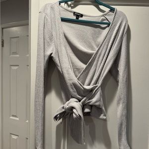 COPY - Express gray wrap sweater NWOT